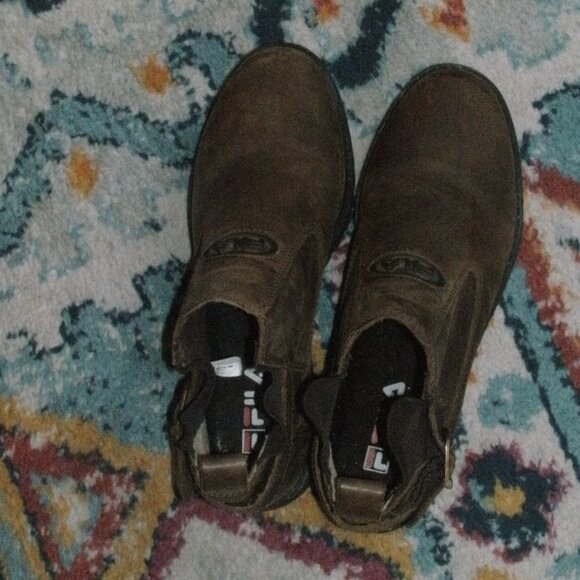 Fila Brown Leather Pull-on Adjustable Strap Gored Ankle Boots Booties size 9 - Picture 2 of 4